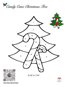 the candy cane christmas tree coloring page is shown in black and white with an image of a