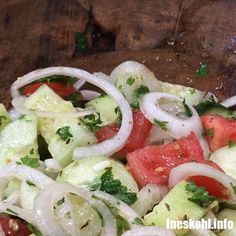 the salad is prepared and ready to be eaten in the kitchen or on the table