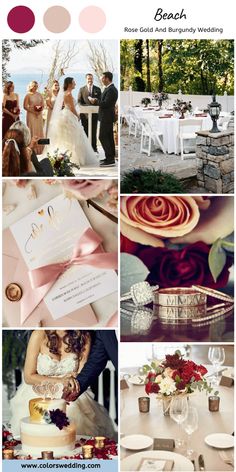 a collage of wedding photos with different colors and font on the bottom right corner