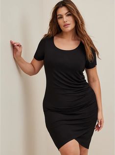 Super Soft Black Hi-Lo Mini T-Shirt Dress, DEEP BLACK Plus Size Work Dresses, Jersey Shirt Dress, Summer Moments, Button Front Maxi Dress, Affordable Plus Size Clothing, Black Lace Midi Dress, Knit Skater Dress, Off Shoulder Gown, Work Dresses For Women