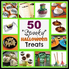 50 spooky halloween treats are featured in this collage with the words, 50 spooky halloween treats