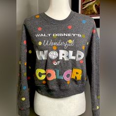 2023 Disney Parks Wonderful World Of Color Sweatshirt Large Semi Crop Nwot Nightmare Before Christmas Sweater, Tv Show Logo, Show Logo, Mickey Sweatshirt, Open Weave Sweater, Ugly Christmas Sweater Women, Screen Art, Color Sweatshirt, Music And Dance