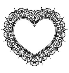 a heart shaped frame in the shape of a paisley ornament on a white background