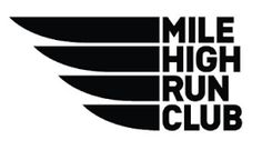 the mile high run club logo is shown in black and white, with wings on it