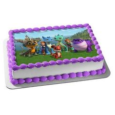 a birthday cake with an image of the characters on it