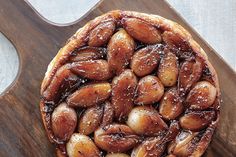 there is a pie with nuts on it