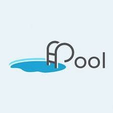 the logo for pool with water coming out of it