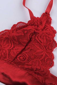 Romantic Love Red Lace Bralette Lingerie Set is the perfect choice for any special occasion.This beautiful lingerie set is made from 95% Polyester and 5% Spandex. making it incredibly soft and comfortable to wear.The lace bralette features a romantic red color. with adjustable straps and a hook-and-eye closure for a perfect fit.The matching panties feature a high-waisted design with a lace trim for a flirty and feminine look.This lingerie set is sure to make you feel beautiful and confident.This Red Lace Bralette, Spaghetti Strap Bodycon Dress, High Waist Bottoms, Beautiful Lingerie, Feminine Look, Long Sleeve Bodycon Dress, Romantic Love, Red Lace, Lace Bralette