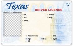 the texas driver license is shown