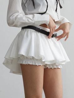 SIZE S:waist:68cm,skirt length:30cm M:waist:72cm,skirt length:31cm L:waist:76cm,skirt length:32cm Note: 1 inch = 2.54 cm, 1 cm = 0.39 inch Measurement by hands allow 2-3cm errors which is normal Spring Mini Skirt With Fake Two-piece Design, Spring Mini Skirt With Fake Two-piece Detail, Spring Fake Two-piece Mini Skirt, High Waist Skirt With Waistband For Spring, Elegant White Mini Pleated Skirt, Spring Mini Skirt With Waistband, White Ruffled Mini Length Shorts, White Ruffled Mini Tennis Skirt, White Ruffled Mini Shorts