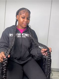 2 Braids With Curls At The End, Two Braids Hairstyle Black Women With Curls, Two Butterfly Braids With Weave, Two Braids With Wand Curls, Two Braid Hairstyles, Hair Style Korea, Natural Hairstyle, Style Korea, Two Braids