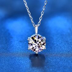 2.0ct Solitaire Moissanite Necklace Soild 925 silver Necklace \ Moissanite Pendant \ Moissanite Chain Necklace Single Diamond Nekclace Silver Necklaces Women, Moissanite Necklace, Round Pendant Necklace, Luxury Diamonds, Necklace Chain Lengths, Valentines Jewelry, Cheap Jewelry, Engagement Jewelry, 2 Carat