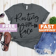 Exercise Gym Shirt - Resting Gym Face Tee Shirt - Working Out Tshirt - Funny Gym Shirts - Fitness Shirt Shirts 》》》》FAVORITE OUR SHOP TO GET AMAZING DEALS EVERY WEEK!《《《《 Click Below  https://www.etsy.com/shop/GreyisthenewblackCo + Poly/Cotton Blend + Exclusive T-shirt branded unisex tee designed and printed in the USA. + Professionally printed super soft funny and awesome tees. + Our lightweight fitted tees are made from ultra soft ringspun cotton to get that comfortable fit and feel. + Satisfac Funny Gym Shirts, Nana T Shirts, Fitness Shirt, Gym Tees, Nana Shirts, Funny Gym, Exercise Gym, Gym Shirt, Funny Tee Shirts