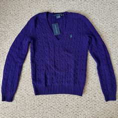 Brand New Ralph Lauren Sport V-Neck Purple Sweater. 100% Cotton. Size Medium. *Smoke Free Home Ralph Lauren Fitted V-neck Top, Ralph Lauren Classic Spring Sweater, Classic Ralph Lauren Sweater For Spring, Ralph Lauren Fitted Casual Sweater, Casual Ralph Lauren V-neck Sweater, Ralph Lauren V-neck Casual Top, Ralph Lauren Casual V-neck Top, Ralph Lauren Casual Spring Sweater, Ralph Lauren Long Sleeve Sweater For Spring