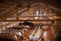 an overhead view of a banquet hall with tables and chairs set up for a formal function