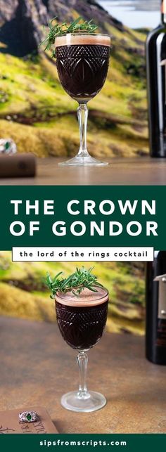 the crown of gondor cocktail is served in wine glasses