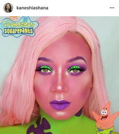 Patrick Star Makeup Spongebob, Patrick Makeup Spongebob, Patrick Star Makeup, Patrick Makeup, Patrick Star Costume, Spongebob Rave, Spongebob Makeup, Edc Makeup, Spongebob Face