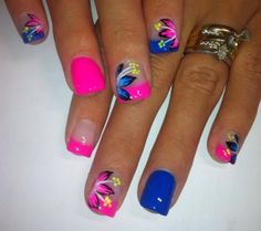 ♥Nail Art Bright Nail Designs, Neon Nail Designs, Fingernail Designs, Manicure Gel, Bright Nails, Neon Nails, Pedicures, Fabulous Nails