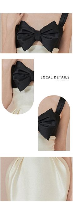 Black Bow Tie Dress For Party, Black Party Dress With Bow Tie, Summer Evening Dress With Bow Print, Summer Evening Dresses With Bow Print, Summer Party Dress With Detachable Bow, Elegant Summer Dress With Bow Tie, Black Bow Tie Evening Dress, Elegant Cocktail Dress With Bow Tie, Elegant Cocktail Dresses With Bow Tie