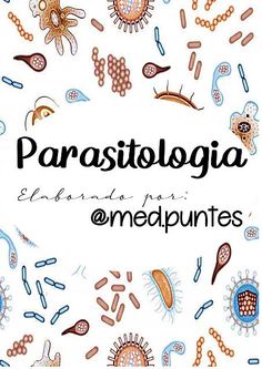 the words parasitoloia surrounded by images of different types of animals and plants