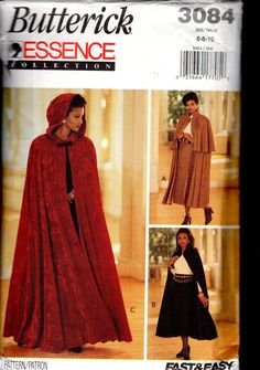 a woman's cape and dress sewing pattern from butterick