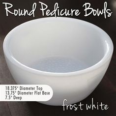 Round Pedicure Bowl / Frost White / Durable Resin Material - The New Signature Collection by Noel Asmar - Introducing the NEW Signature Collection of pedicure bowls, manicure bowls and accessories by Noel Asmar.     Stylish pieces with a text Pedicure Bowl Ideas, Salon Amenities, Round Pedicure, Nail Rooms, Spa Vision, Hair Station, Massage Therapy Rooms, Pedicure Bowls, Pedicure Station