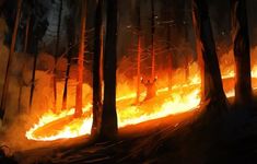 a fire blazing in the middle of a forest