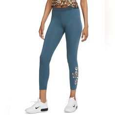 Brand New Women's Nike Sportswear Ribbed Femme Floral Logo 7/8 Leggings Teal Size Small Sporty Blue Leggings For Spring, Nike Blue Activewear For Yoga, Nike Casual Yoga Leggings, Nike Stretch Activewear For Spring, Nike Stretch Activewear For Loungewear, Nike Tight Athletic Activewear, Nike Stretch Casual Leggings, Blue Nike Stretch Activewear, Spring Nike Yoga Activewear