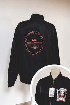 Custom Mid-weight Bomber Jacket - Front & Back Printing – Spikes and Seams Cuff Sleeves, Custom Items, Design Details, Bomber Jacket