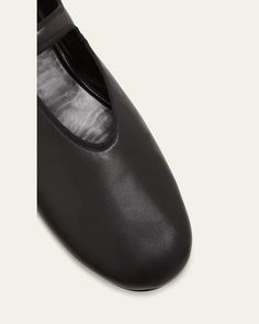 THE ROW "Boheme" smooth leather ballerina flats    0.25 in / 10 mm flat heel    Almond toe    Mary Jane buckle strap    Lining: Leather    Leather outsole    Made in Italy Leather Mary Janes, Ballerina Flats, Smooth Leather, Mary Janes, The Row, Almond, Tops Designs, In Italy, Buckle