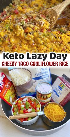 the keto lazy day cheesy taco cauliflower rice is ready to be eaten