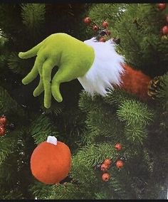 a hand that is on top of a christmas tree