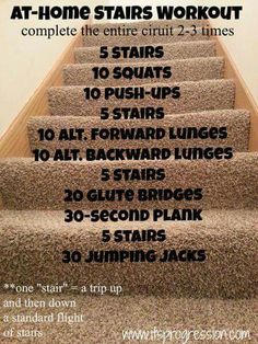 a set of stairs with instructions on how to use them for the home gym workout