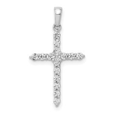 10K Real White Solid Gold High Polished 1/4ct. Diamond Cross Pendant Charm, 23x13mm fine designer jewelry for men and women White Gold Cross Pendant, Gold Cross Pendant, Elegant Pendant, Diamond Cross Pendants, Diamond Cross, Gold Polish, Cross Charms, Gold Cross, Fine Jewellery Necklace