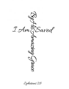 a cross with the words i am saved above it