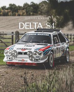 a car that is sitting in the dirt with words above it reading delta s4