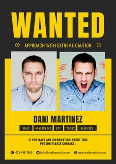 two men with their mouths open in front of a yellow wanted poster that says,