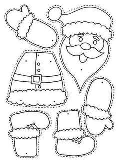 paper cut out of santa claus's hat and mittens for christmas crafts