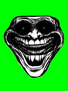 an image of a scary face on a green background in black and white with glasses