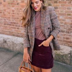 Size Xs Perfect For Fall/Winter! You Can Always Dress It Up Or Down Has Some Stretch Never Worn! Without Tags (I Was Ready To Wear It But Sadly Didn’t Fit Me) Corduroy Skirt Outfit, Eggplant Color, Fall Plaid, Zara Skirts, Corduroy Skirt, Brown Plaid, Plaid Skirt, Plaid Blazer, Plaid Skirts