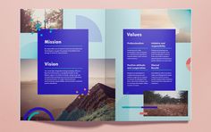 an open brochure with photos and text on it