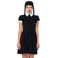 Gothic Darling Costume Addams Family Halloween Costumes, Wednesday Addams Outfit, Wednesday Costume, Wednesday Addams Dress, Addams Dress, Wednesday Addams Costume, Cute Black Dress, Black Halloween Dress, Morticia Addams