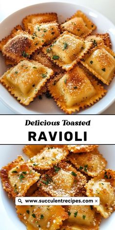 ravioli with parmesan cheese on top and delicious roasted ravioli in the bottom