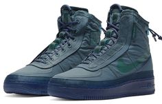 Nike Womens WMNS AF1 Shell Midnight Turquoise BQ6096-300 Turquoise Shoes, Nike Shoes Air Force, New Nike Air Force, Nike Air Force 1 High, Air Force 1 High, Womens Athletic Shoes, Latest Sneakers, Air Jordans Retro, Sneaker Collection