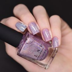 Celeste Bright Color Combinations, Lilac Nail Polish, Sparkly Acrylic Nails, Ilnp Nail Polish, Lilac Nails, Nail Colors Winter, Holographic Nail Polish, Nail Colour, Sparkle Nails