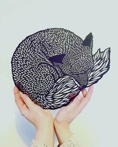 little sleepy fox for multifunctional decoration living room children's room perfect to enhance your beautiful home Papercut Art, Linocut Art, Pencil Drawings Easy, Fox Art, Paper Cut Art, Kirigami, Lino Print, Paper Sculpture, Linocut Prints