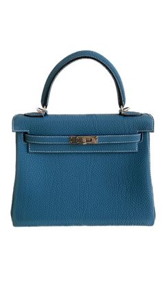 Hermès Kelly 25 Blue Jean Togo With Silver Hardware Hermes Kelly 25, Kelly 25, Jeans Bag, The Bag, Blue Jean, Silver Hardware, Handbag Accessories, Full Set, Blue Jeans