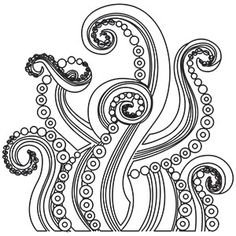 an octopus is drawn in black and white with swirls on it's tail