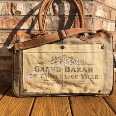 Grand Bazar Sustainable Canvas Purse Tote or Small Weekender – Recycled Military Bags Vintage Canvas Bags, Upcycled Tote, Best Beach Bag, Military Bag, Cross Shoulder Bags, Paris Inspired, Upcycled Bag, Canvas Purse, Canvas Crossbody Bag