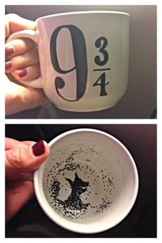 two mugs that have numbers on them and one has the number 9 in it